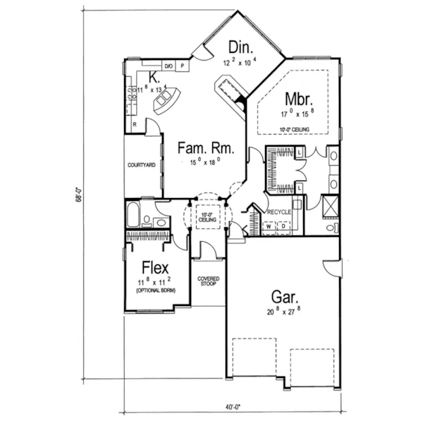 Craftsman House Plan First Floor - Hahn Traditional Ranch Home 038D-0680 - Search House Plans and More