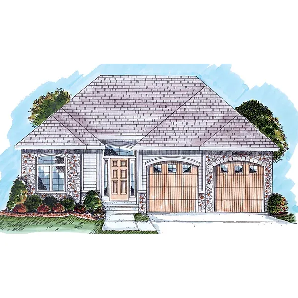 Craftsman House Plan Front of Home - Hahn Traditional Ranch Home 038D-0680 - Search House Plans and More