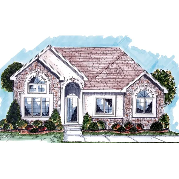 Traditional House Plan Front of Home - Medwin Ranch Home 038D-0682 - Shop House Plans and More