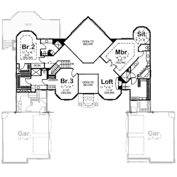 Modern House Plan Second Floor - Caledon Luxury Home 038D-0686 - Search House Plans and More