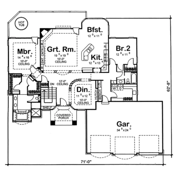 Contemporary House Plan First Floor - Adana Cove Sunbelt Home 038D-0690 - Search House Plans and More