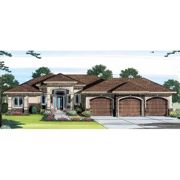 Contemporary House Plan Front of Home - Adana Cove Sunbelt Home 038D-0690 - Search House Plans and More