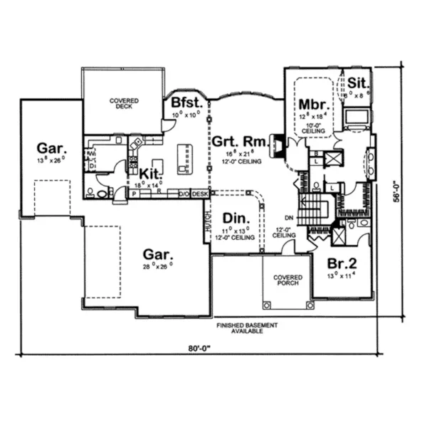 Traditional House Plan First Floor - Dexton Ranch Home 038D-0691 - Search House Plans and More