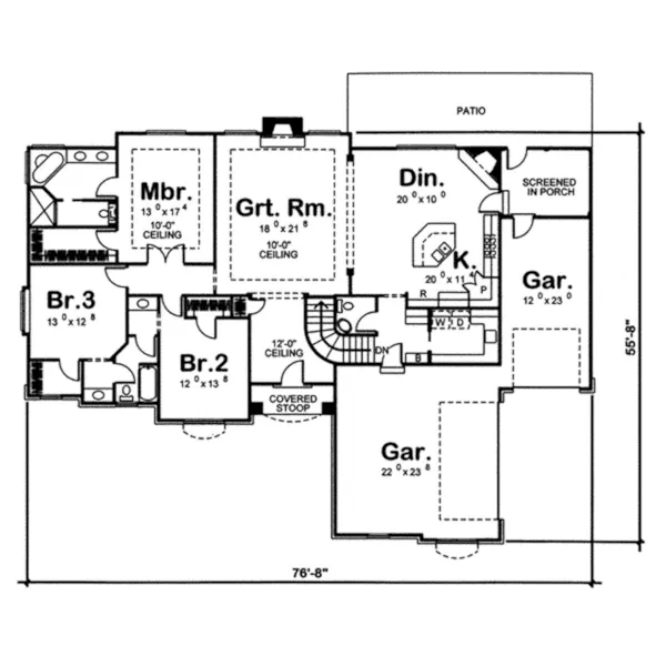 Country House Plan First Floor - Potter Trace Ranch Home 038D-0692 - Shop House Plans and More