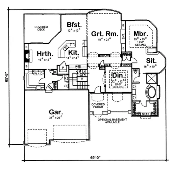 Tudor House Plan First Floor - Finn Traditional Ranch Home 038D-0695 - Search House Plans and More