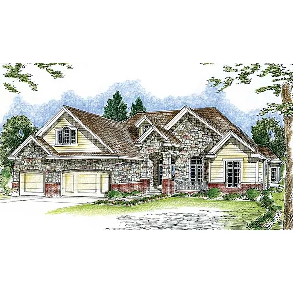 Tudor House Plan Front of Home - Finn Traditional Ranch Home 038D-0695 - Search House Plans and More