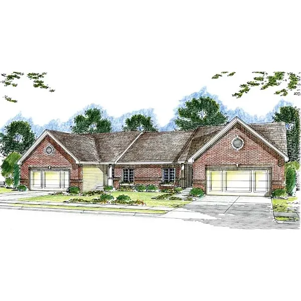 Traditional House Plan Front of Home - Koberg Valley Duplex Home 038D-0701 - Search House Plans and More