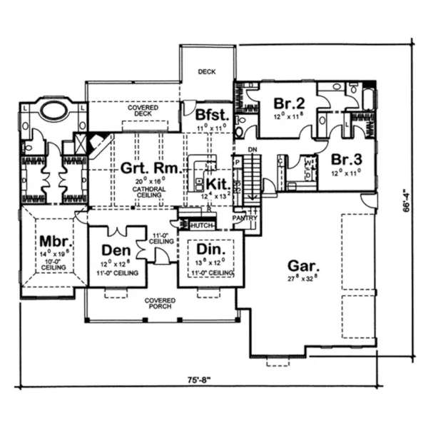 Craftsman House Plan First Floor - Neva Garden Country Home 038D-0703 - Shop House Plans and More