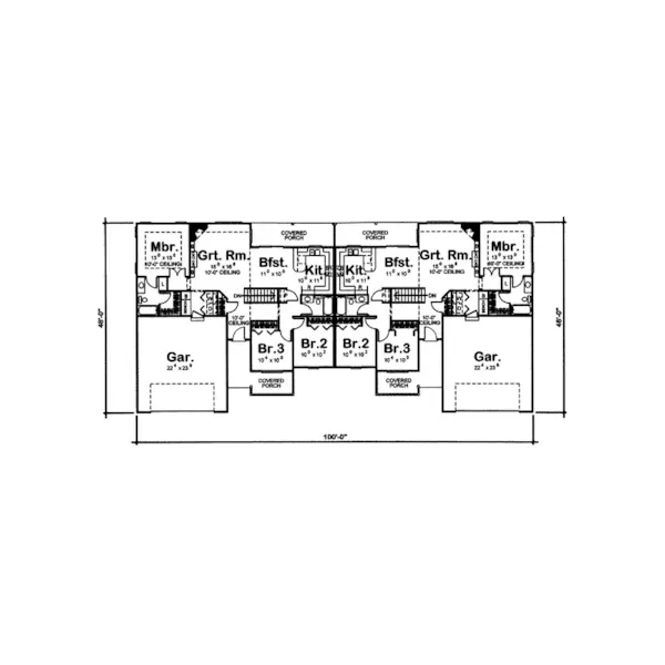 Country House Plan First Floor - Kearston Multi-Family Home 038D-0704 - Search House Plans and More