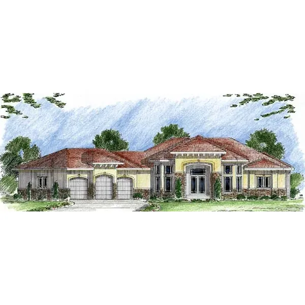 Florida House Plan Front of Home - Milo Cay Mediterranean Home 038D-0705 - Shop House Plans and More