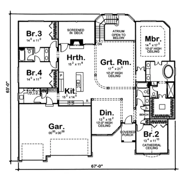 Contemporary House Plan First Floor - Lanza Ranch Home 038D-0709 - Shop House Plans and More