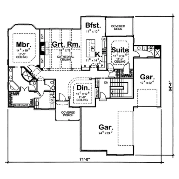 Bungalow House Plan First Floor - Provence Place European Home 038D-0711 - Shop House Plans and More