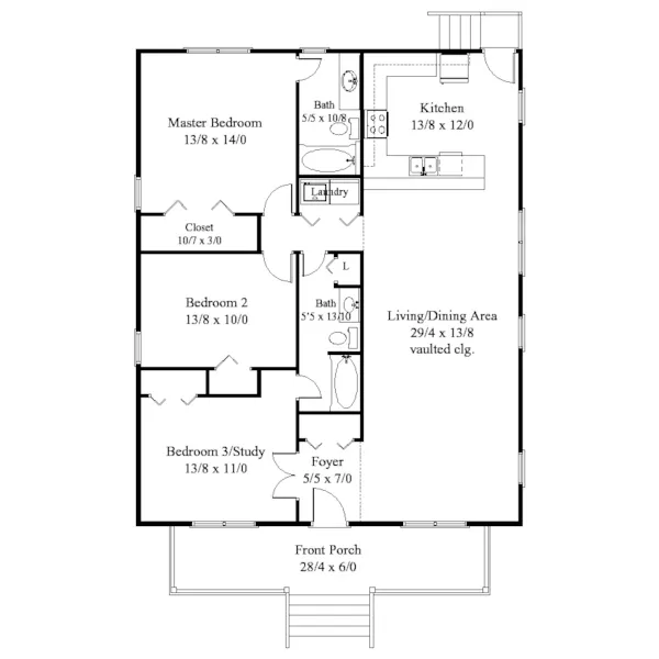 Southern House Plan First Floor - Navajo Country Ranch Home 038D-0718 - Shop House Plans and More