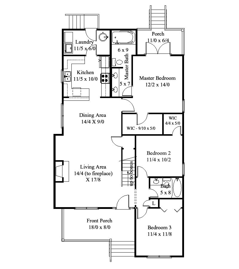 Cabin & Cottage House Plan First Floor - Fish Creek Country Cottage Home 038D-0719 - Search House Plans and More