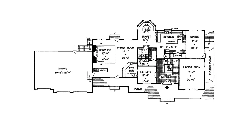 Country House Plan First Floor - Laughlin Lake Craftsman Home 038D-0721 - Shop House Plans and More