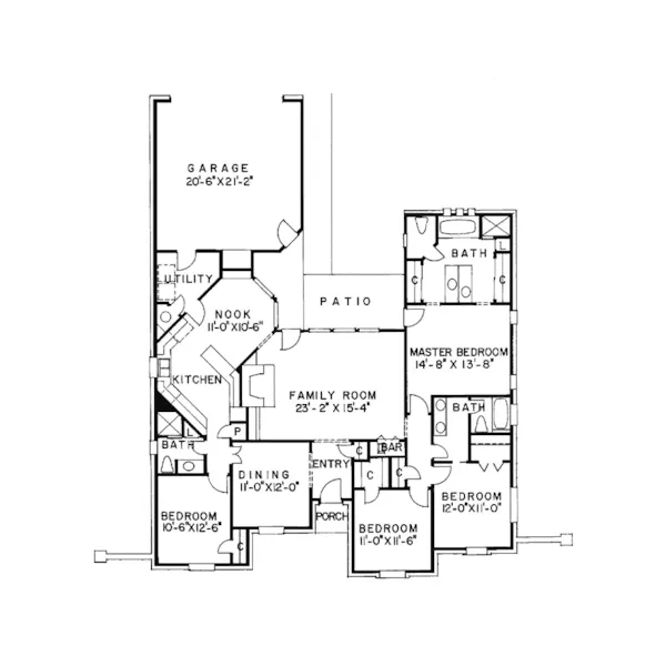 Ranch House Plan First Floor - Harmony Creek Traditional Home 038D-0724 - Search House Plans and More