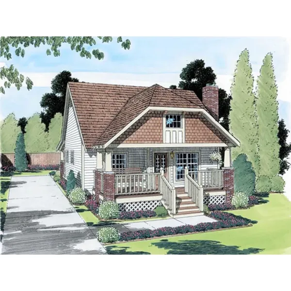 Narrow Lot Cottage Home With Shingle Décor 