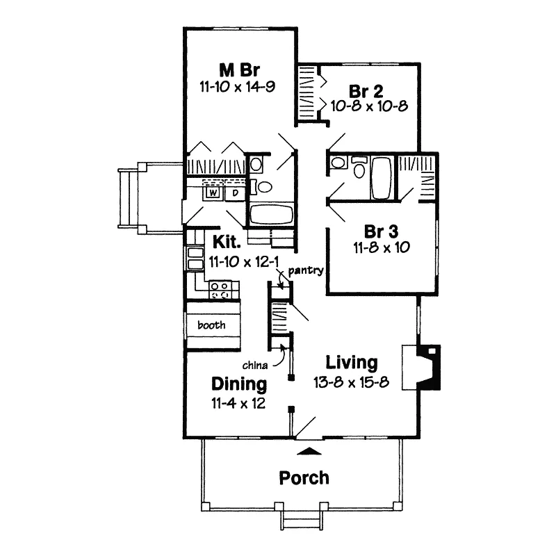 Ranch House Plan First Floor - Prewitt Mill Narrow Lot Home 038D-0726 - Shop House Plans and More