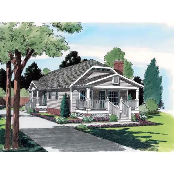 Ranch Narrow Lot With Long Hip Roof Design