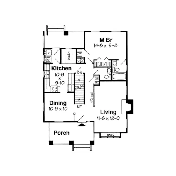 Southern House Plan First Floor - Beauford Arts And Crafts Home 038D-0727 - Search House Plans and More