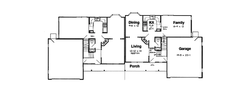 Farmhouse Plan First Floor - Stanislaus Place Duplex 038D-0728 - Shop House Plans and More
