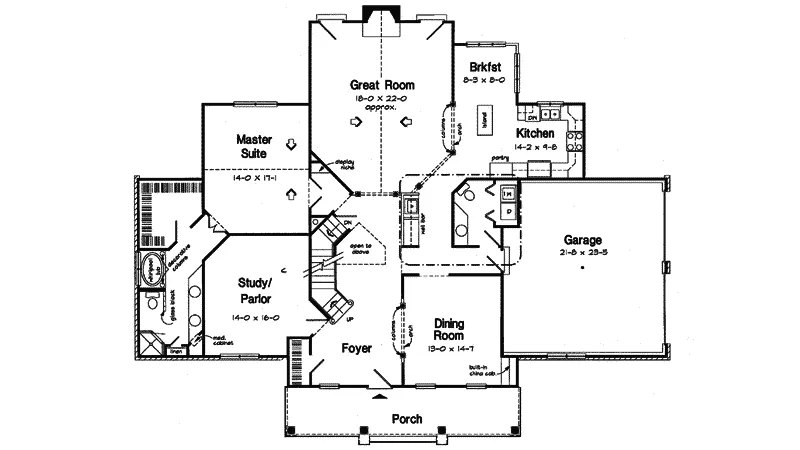 Southern House Plan First Floor - Lemon Grove Southern Home 038D-0729 - Shop House Plans and More