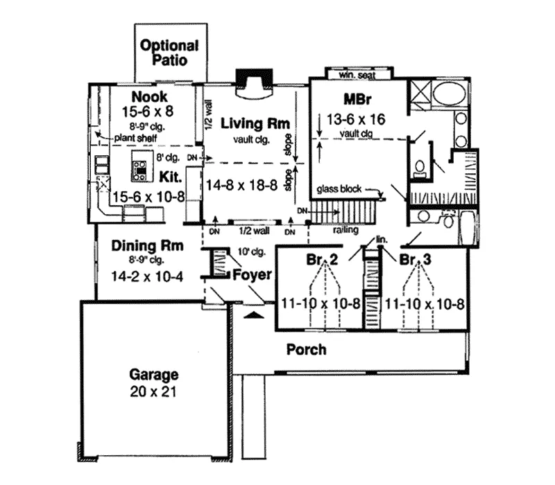 Ranch House Plan First Floor - Somerton Traditional Ranch Home 038D-0731 - Shop House Plans and More