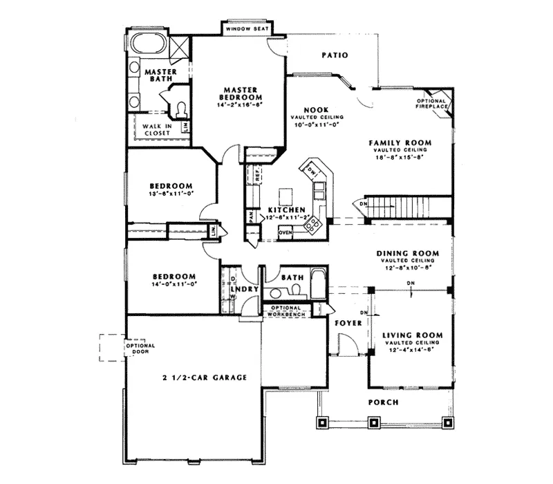 Ranch House Plan First Floor - Landers Creek Ranch Home 038D-0735 - Shop House Plans and More