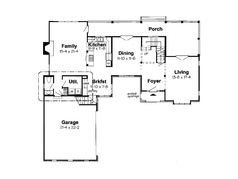 Ranch House Plan First Floor - Oxnard Tudor Style Home 038D-0738 - Shop House Plans and More