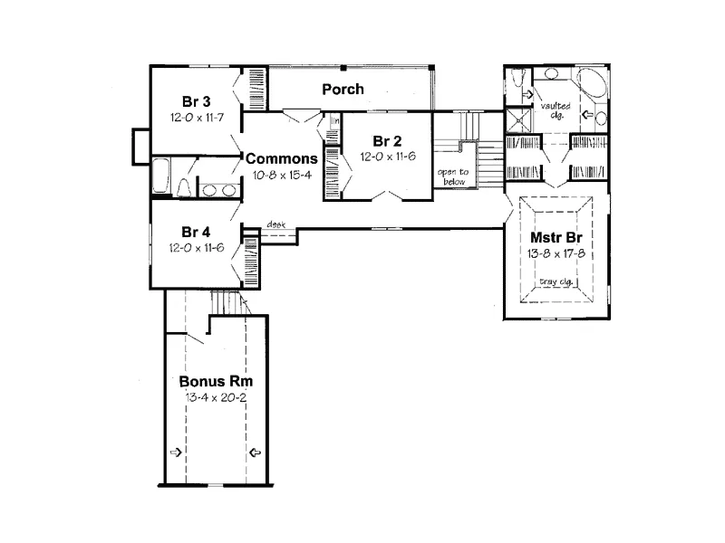 Modern House Plan Second Floor - Oxnard Tudor Style Home 038D-0738 - Shop House Plans and More