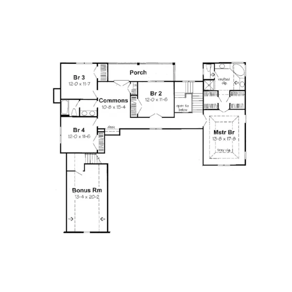 Tudor House Plan Second Floor - Oxnard Tudor Style Home 038D-0738 - Shop House Plans and More