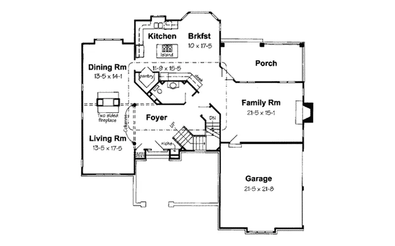 Contemporary House Plan First Floor - Apple Way European Home 038D-0739 - Search House Plans and More