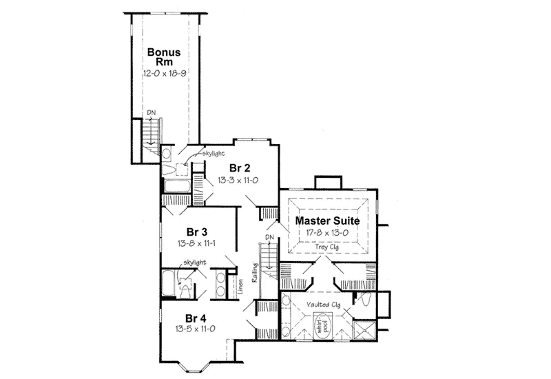 Tudor House Plan Second Floor - Pearfleur English Cottage Home 038D-0740 - Shop House Plans and More