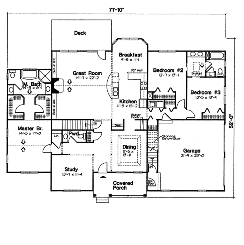 Ranch House Plan First Floor - Samara Mill Country Home 038D-0743 - Shop House Plans and More