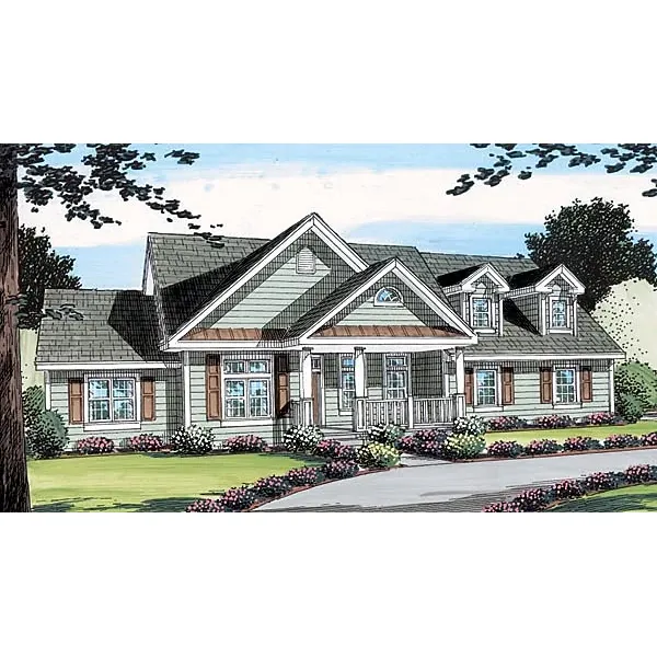 Traditional House Plan Front of Home - Samara Mill Country Home 038D-0743 - Shop House Plans and More