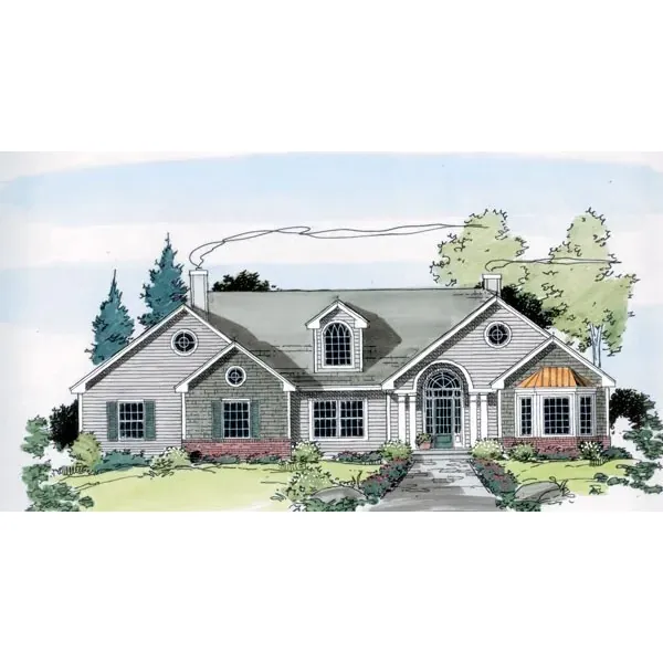 Traditional House Plan Front of Home - Seawall Country Ranch Home 038D-0745 - Shop House Plans and More