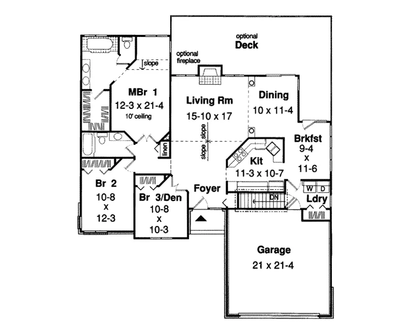 Southern House Plan First Floor - Whittier Ranch One-Story Home 038D-0750 - Shop House Plans and More