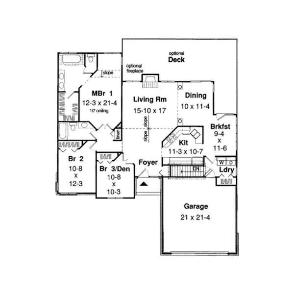 Ranch House Plan First Floor - Whittier Ranch One-Story Home 038D-0750 - Shop House Plans and More