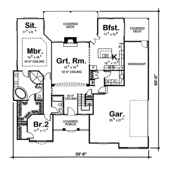 Cabin & Cottage House Plan First Floor - Sheephill Lane Traditional Home 038D-0757 - Shop House Plans and More