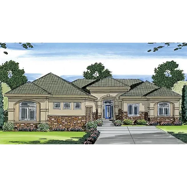 Ranch House Plan Front of Home - Thurmond Contemporary Home 038D-0758 - Shop House Plans and More