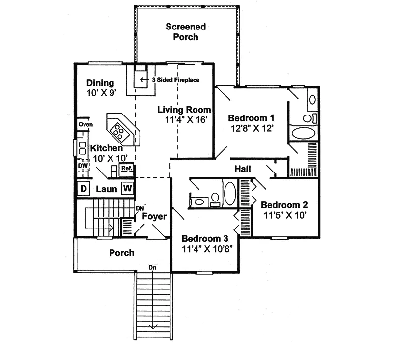 Sunbelt House Plan First Floor - Edison Cove Vacation Beach Home 038D-0762 - Search House Plans and More