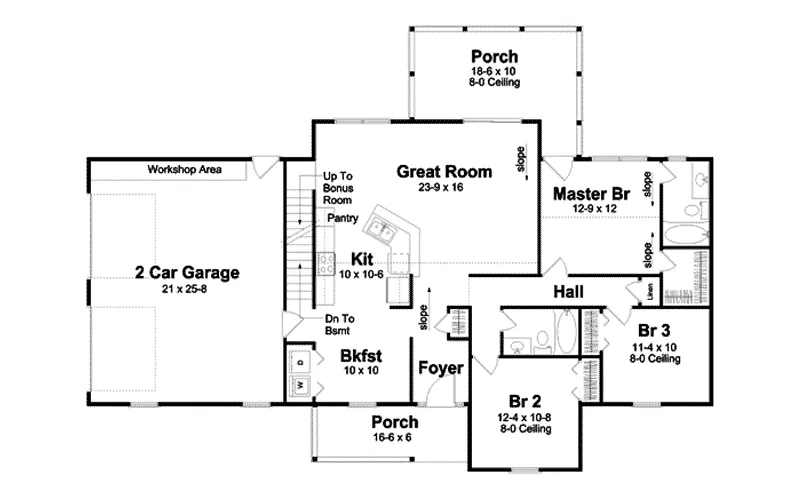Country House Plan First Floor - Summerland Ranch Home 038D-0763 - Shop House Plans and More