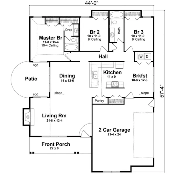 Craftsman House Plan First Floor - Georgette Bay Country Cottage 038D-0765 - Search House Plans and More