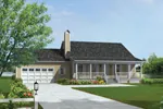 Acadian Sloped Roof On Country Ranch Design