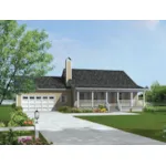 Acadian Sloped Roof On Country Ranch Design