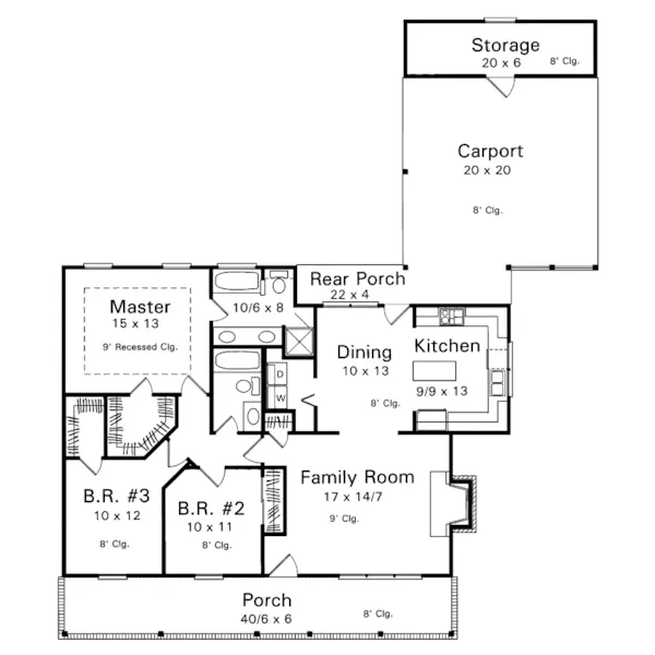 Country House Plan First Floor - Cambria Country ranch Home 039D-0002 - Search House Plans and More