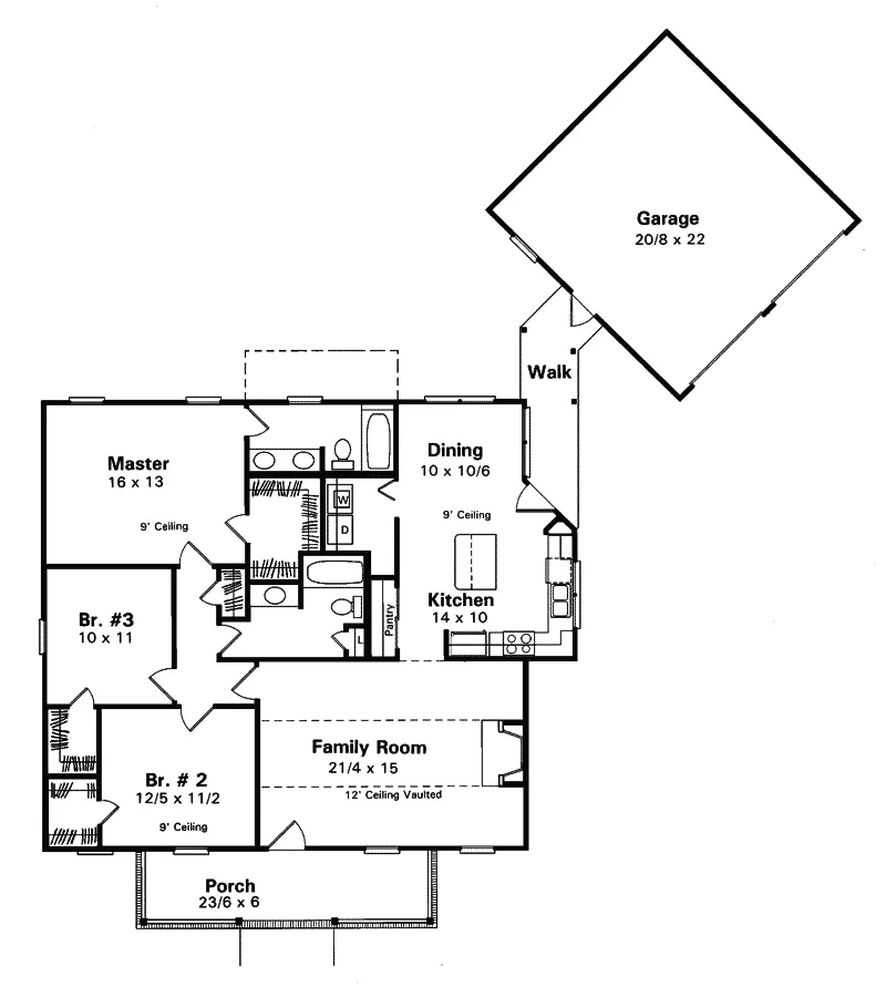 Acadian House Plan First Floor - Baywood Park Country Home 039D-0005 - Search House Plans and More
