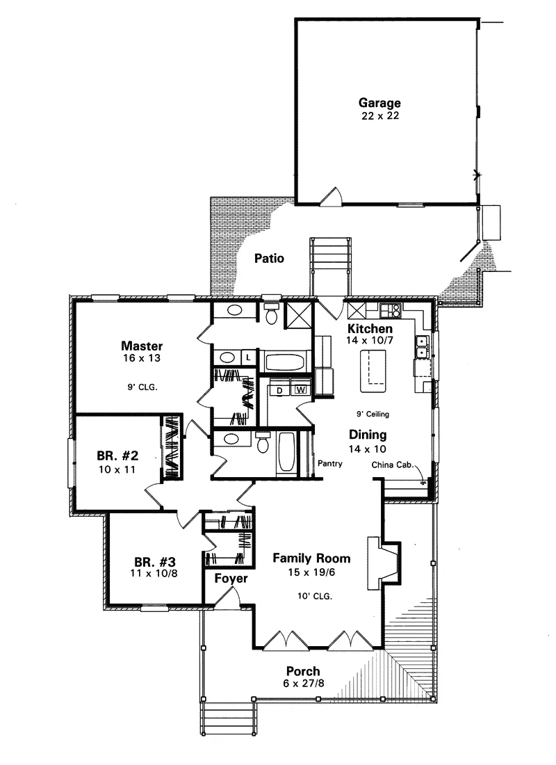 Country House Plan First Floor - Grover Place Narrow Lot Home 039D-0006 - Search House Plans and More