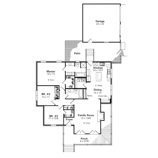 Southern House Plan First Floor - Grover Place Narrow Lot Home 039D-0006 - Search House Plans and More