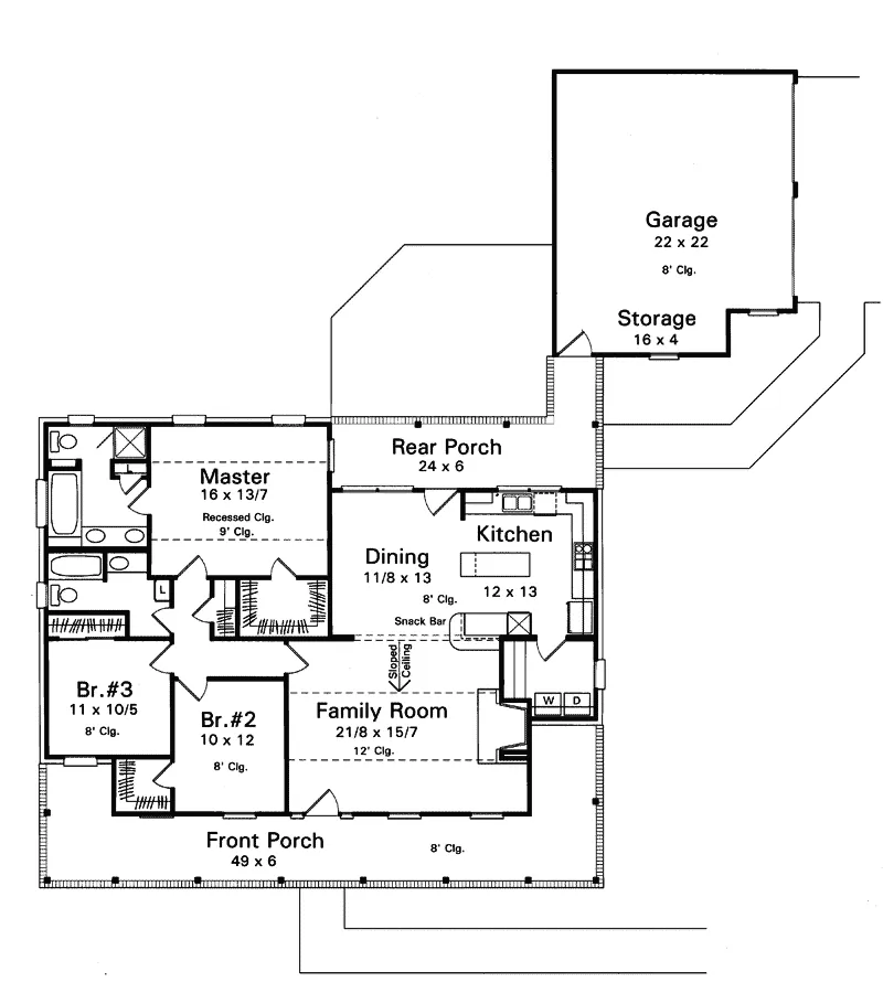 Country House Plan First Floor - Moss Landing Country Home 039D-0007 - Shop House Plans and More